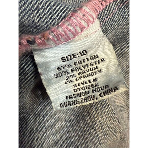 Fashion Nova Kids Girls Mini So Different Denim Jacket Hoodie Pink Size 10 - Picture 12 of 12